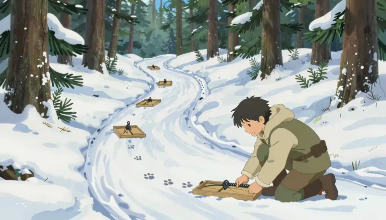 Visual representation of "trapline" - A trapline is a designated path or area where traps are set up to catch animals.