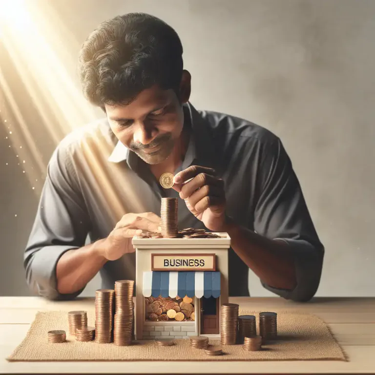 Visual representation of "embark" - To put or invest money in a business