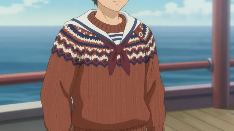 Visual representation of "guernsey" - A type of knitted sweater, traditionally made of wool, often worn in maritime settings.