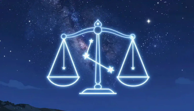 Visual representation of "libra" - A constellation (group of stars) in the zodiac.