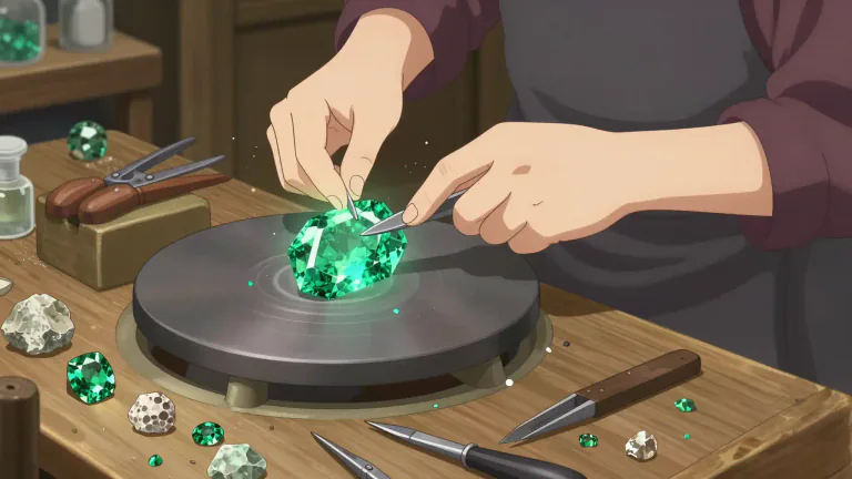 Visual representation of "lapidary" - related to the cutting, polishing, or engraving of gems or stones