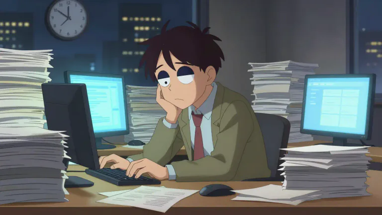 Visual representation of "overwork" - To work too much or make someone work too much