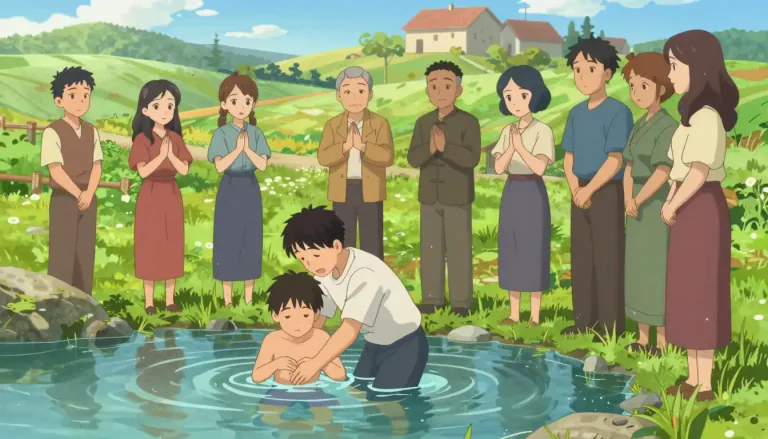 Visual representation of "mennonite" - A member of a Christian group that believes in peace, adult baptism, and following the teachings of Jesus very closely.