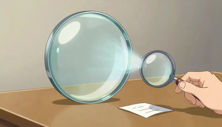 Visual representation of "lens" - A piece of glass or other transparent substance with curved sides for focusing or spreading light rays.