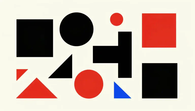 Visual representation of "suprematism" - A modern art movement that originated in the early 20th century, characterized by simple geometric shapes and a limited color palette.
