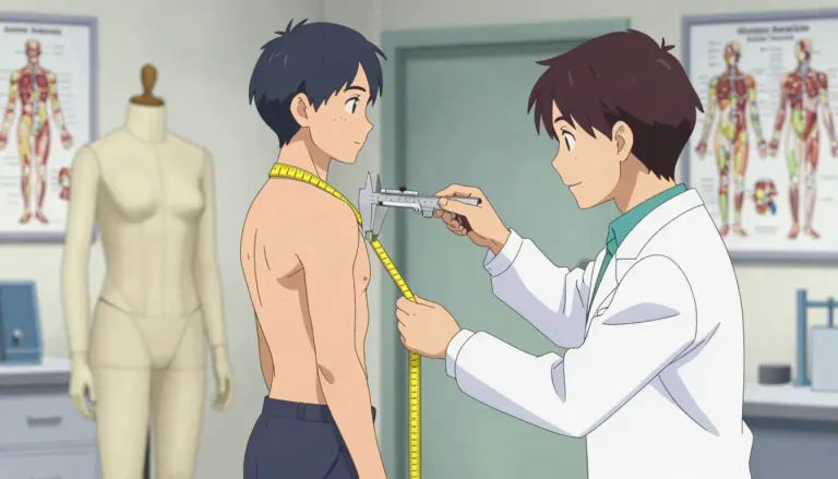 Visual representation of "anthropometry" - The scientific study of the measurement of the human body and its parts.