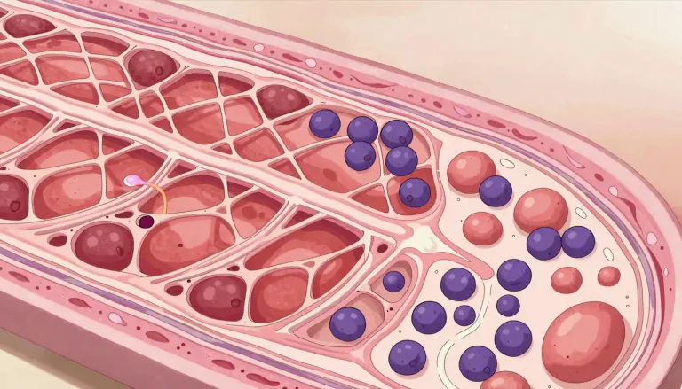 Visual representation of "areolar" - Areolar tissue is a type of loose connective tissue found throughout the body, supporting organs and other tissues by holding them in place.