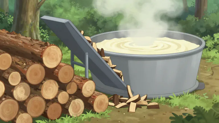 Visual representation of "pulpwood" - Wood that is processed into pulp for paper products.
