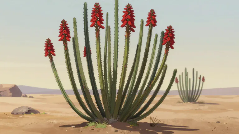 Visual representation of "ocotillo" - A tall, spiny shrub native to desert areas in the southwestern United States and northern Mexico, recognized for its long, thin stems and bright red flowers.