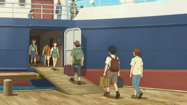 Visual representation of "aboard" - On or into a ship, plane, bus or train