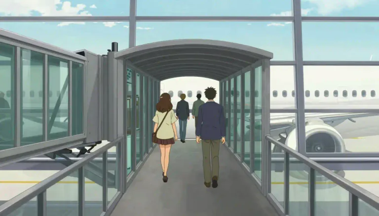 Visual representation of "jetway" - A jetway is a passage leading from an airport terminal to an airplane, allowing passengers to get on and off the plane.