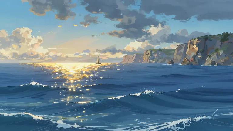 Visual representation of "seascape" - A view of sea, especially one represented artistically.