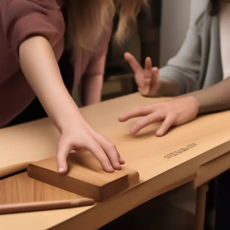 Visual representation of "touch wood" - It is a way of warding off bad luck after you've boasted or been overly optimistic about something.