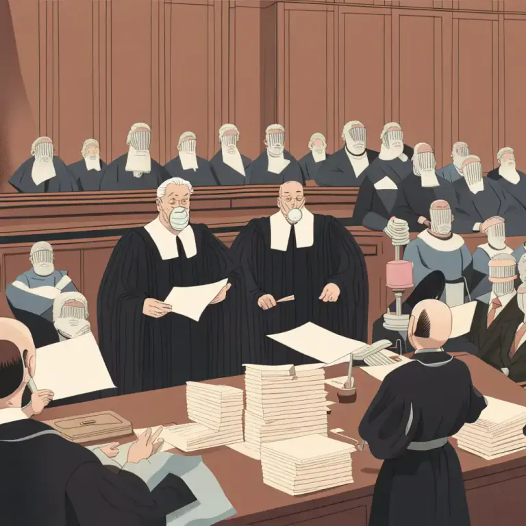 Visual representation of "sub judice" - Under judicial consideration and thus prohibited from public discussion elsewhere.