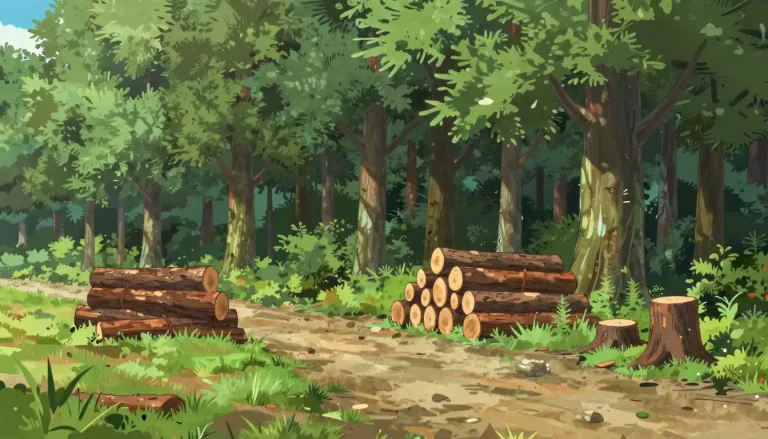 Visual representation of "woodlot" - A small area of land covered with trees, typically used for wood production.