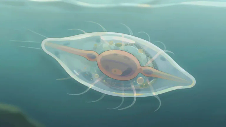 Visual representation of "paramecium" - A paramecium is a single-celled organism found in freshwater environments, recognized by its slipper-like shape and cilia that help in movement.