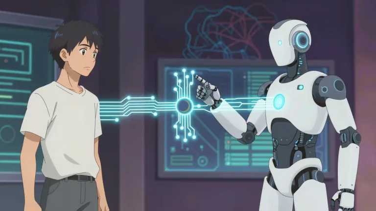 Visual representation of "cybernetic" - Relating to the science of communication and automatic control systems in both machines and living things.