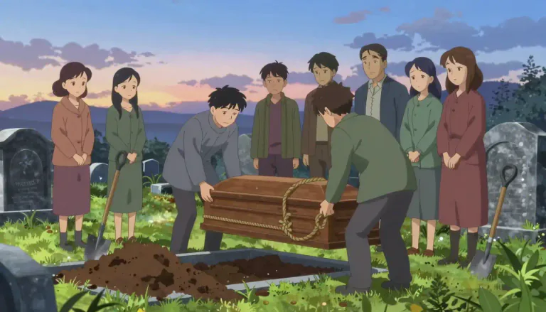 Visual representation of "inter" - To bury a dead body.
