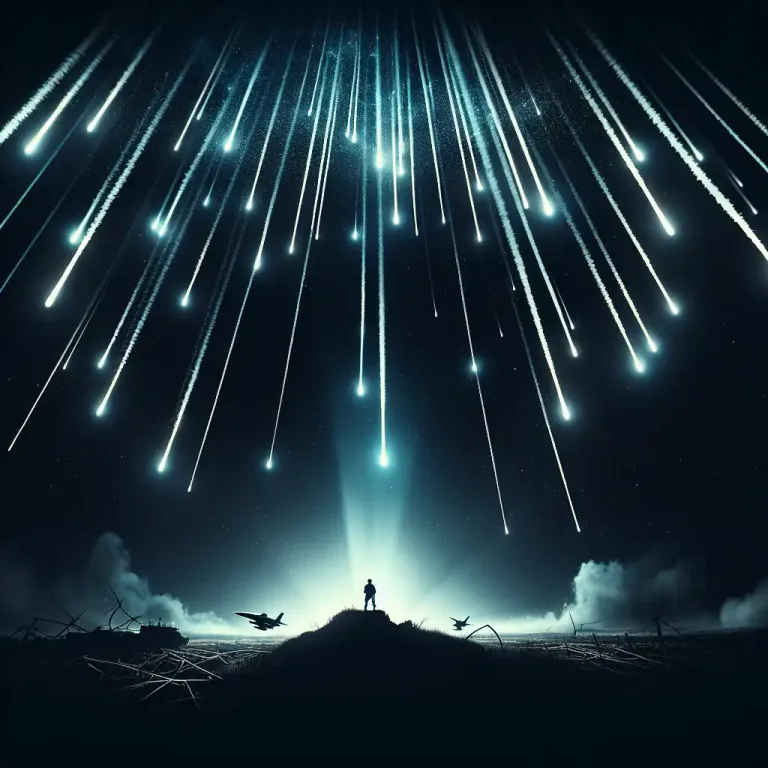 Visual representation of "tracer" - A bullet or shell whose course is made visible by a trail of flames or smoke