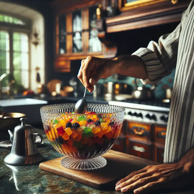 Visual representation of "jell" - To become a gel or semi-solid substance.