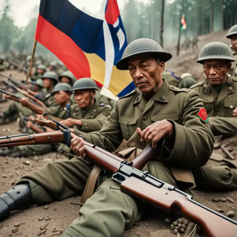 Visual representation of "out of action" - No longer in a state of conflict or war