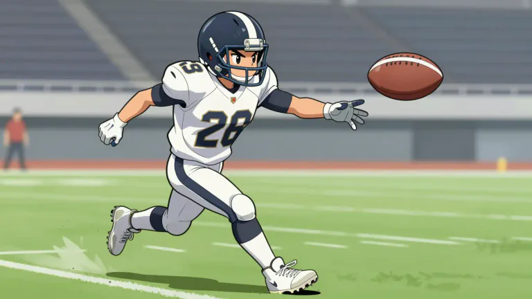 Visual representation of "wideout" - A player on a football team whose primary role is to catch passes from the quarterback.