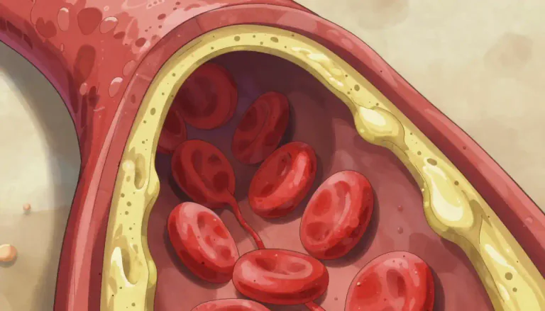 Visual representation of "atherosclerosis" - A disease in which the arteries become narrowed and hardened due to the buildup of plaque, leading to reduced blood flow.