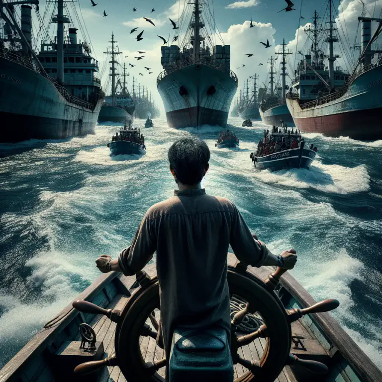 Visual representation of "pilot" - A guide who steers ships through dangerous or unfamiliar waters.