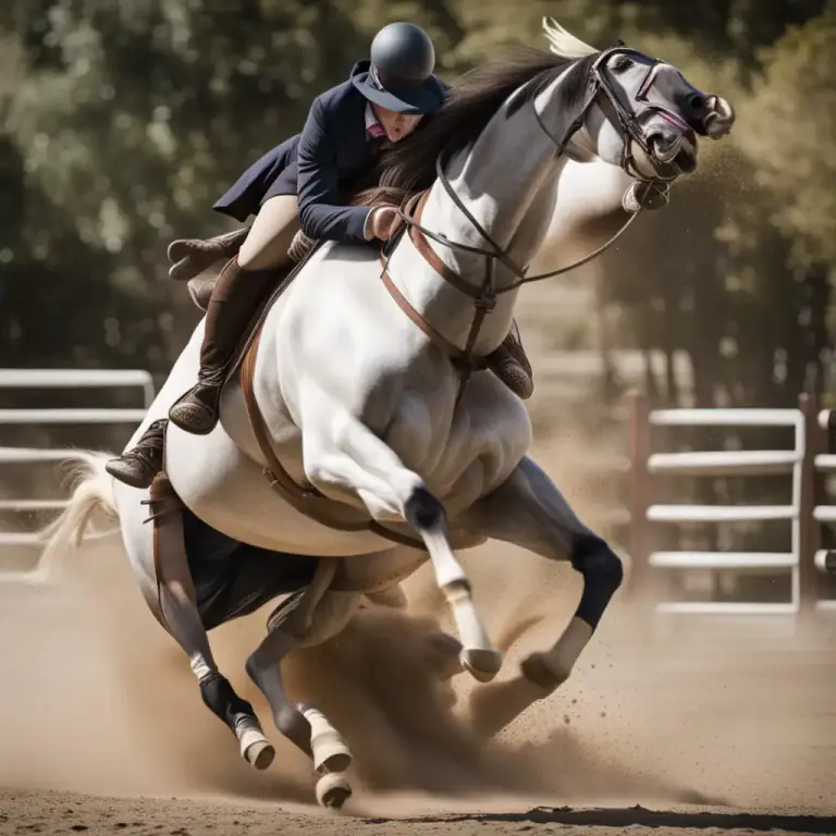 Visual representation of "buck" - To move in an irregular movement, especially a horse rising off the ground