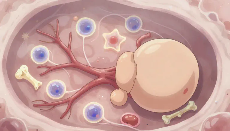 Visual representation of "mesenchymal" - Relating to mesenchyme, a type of connective tissue that develops into bone, cartilage, and muscle.
