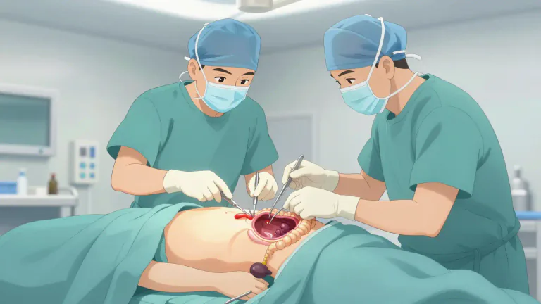 Visual representation of "appendectomy" - A surgical procedure in which the appendix is removed from the body.