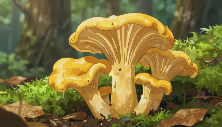 Visual representation of "chanterelle" - A yellow, edible mushroom with a distinctive shape and color.