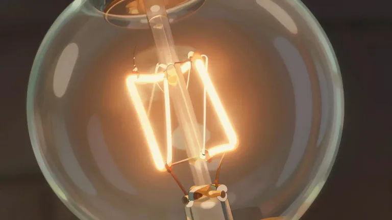 Visual representation of "filament" - A part of a light bulb that glows when electricity passes through it