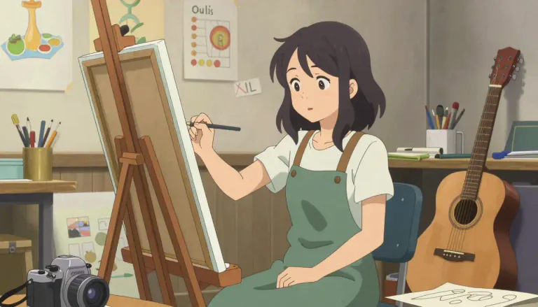 Visual representation of "dilettante" - Someone who has an interest in something, like an art or a subject, but is not very serious or committed to it.