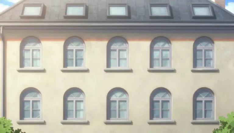 Visual representation of "fenestration" - The arrangement of windows and other openings in a building.