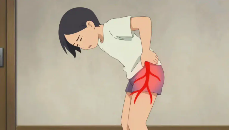 Visual representation of "sciatica" - A condition causing severe pain in the lower back and leg because of irritation or pinching in the sciatic nerve.