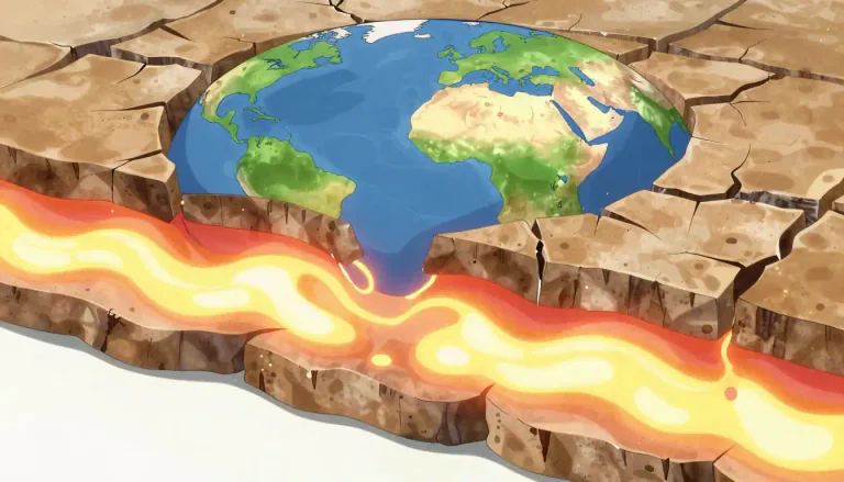 Visual representation of "asthenosphere" - The region of the upper mantle of the Earth, located beneath the lithosphere, which is semi-fluid and allows for tectonic plate movement.