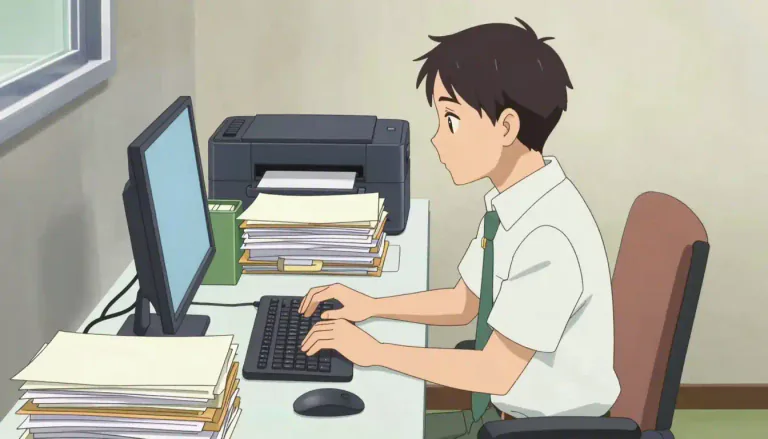 Visual representation of "typist" - A person whose job is to type documents, letters, etc.
