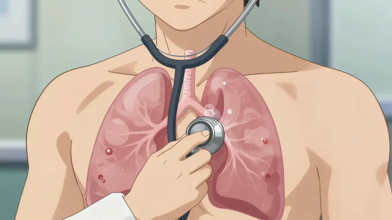Visual representation of "rale" - A rattling or bubbling breath sound heard in the lungs, often indicative of fluid in the airways.