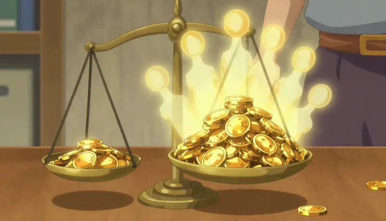 Visual representation of "sevenfold" - Multiplied by seven; having seven times as much.