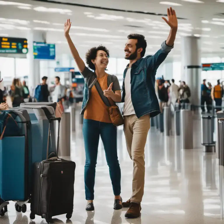 Visual representation of "see off" - to go with someone to a departure point to say goodbye