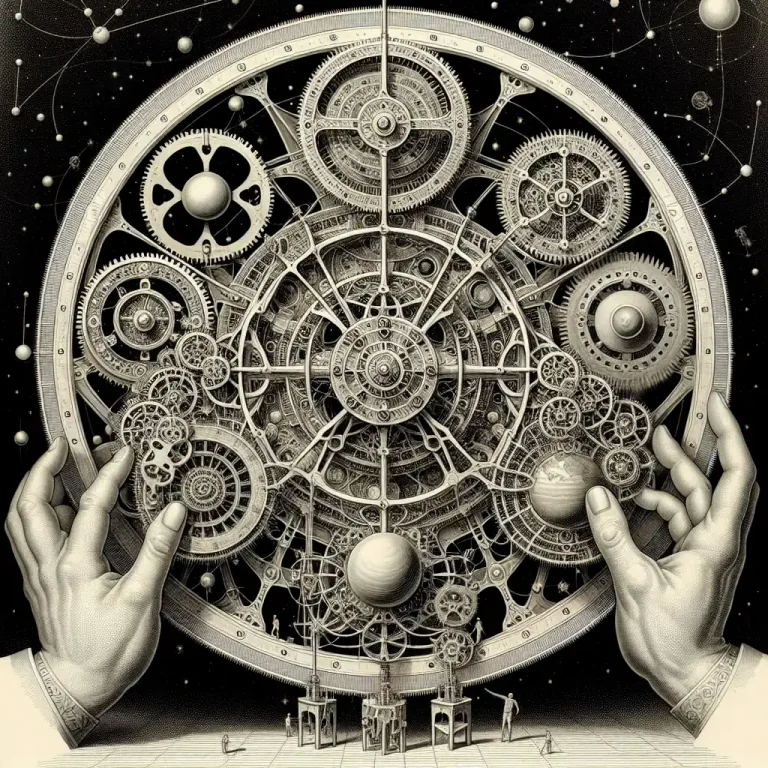 Visual representation of "mechanistic" - Relating to the theory that all natural phenomena, including life, can be explained by physical and chemical processes.