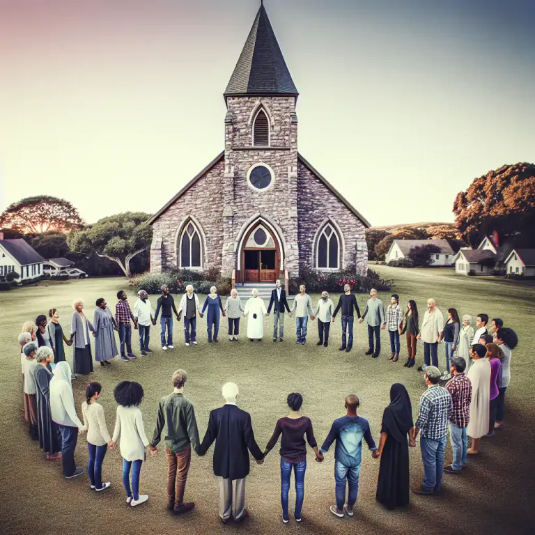 Visual representation of "church" - A particular Christian denomination or group of Christian believers.