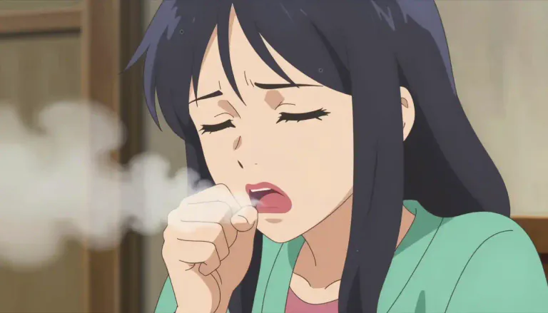 Visual representation of "cough" - The act of expelling air from the lungs with a sudden, sharp sound