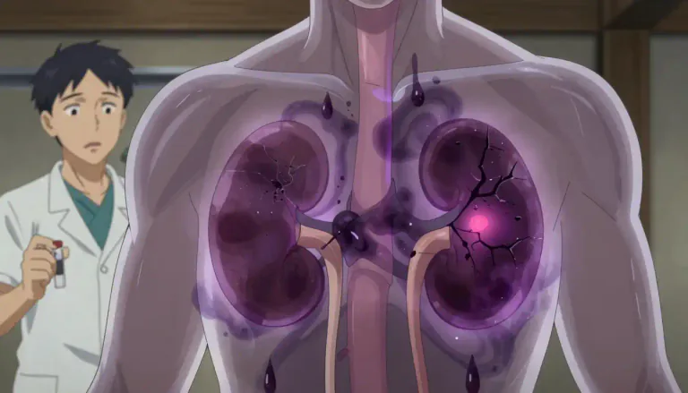 Visual representation of "nephrotoxic" - Referring to substances that can cause damage to the kidneys.