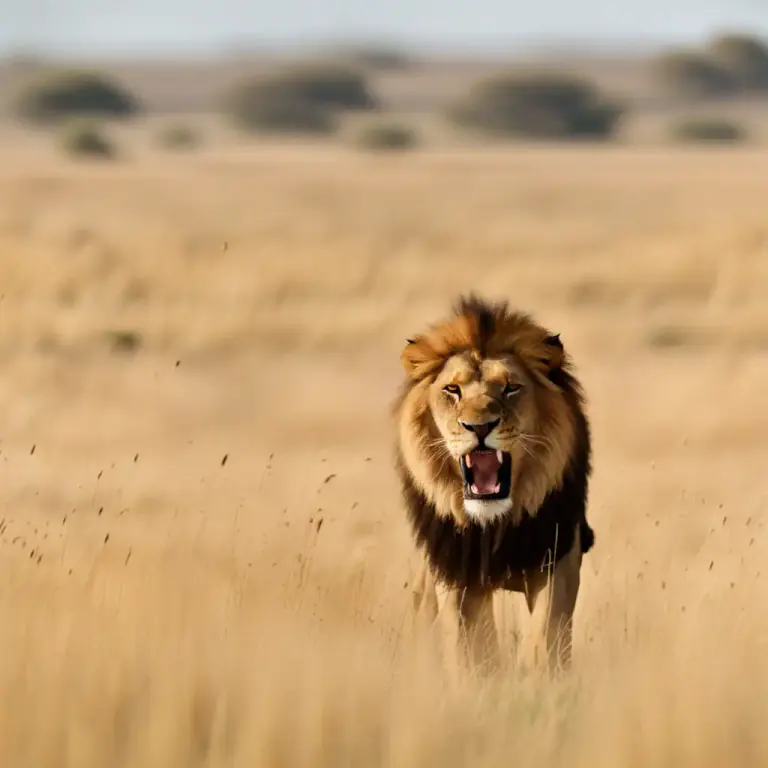 Visual representation of "roar" - A loud, deep sound made by an animal like a lion.