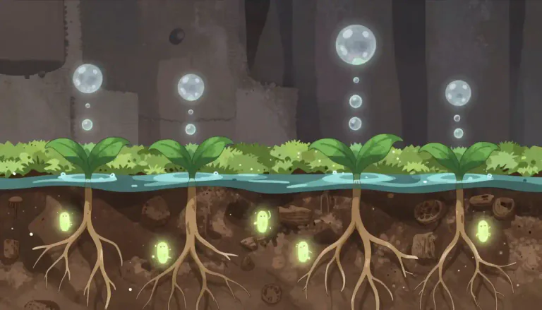 Visual representation of "denitrify" - The biological process of converting nitrate into nitrogen gas.