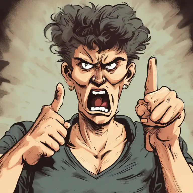 Visual representation of "give somebody the finger" - To raise your middle finger towards someone as a rude gesture.