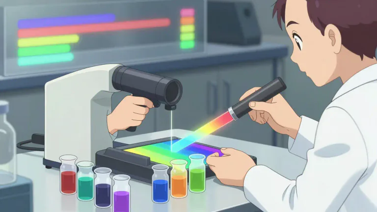 Visual representation of "colorimetry" - The measurement of the intensity and purity of colors in materials.