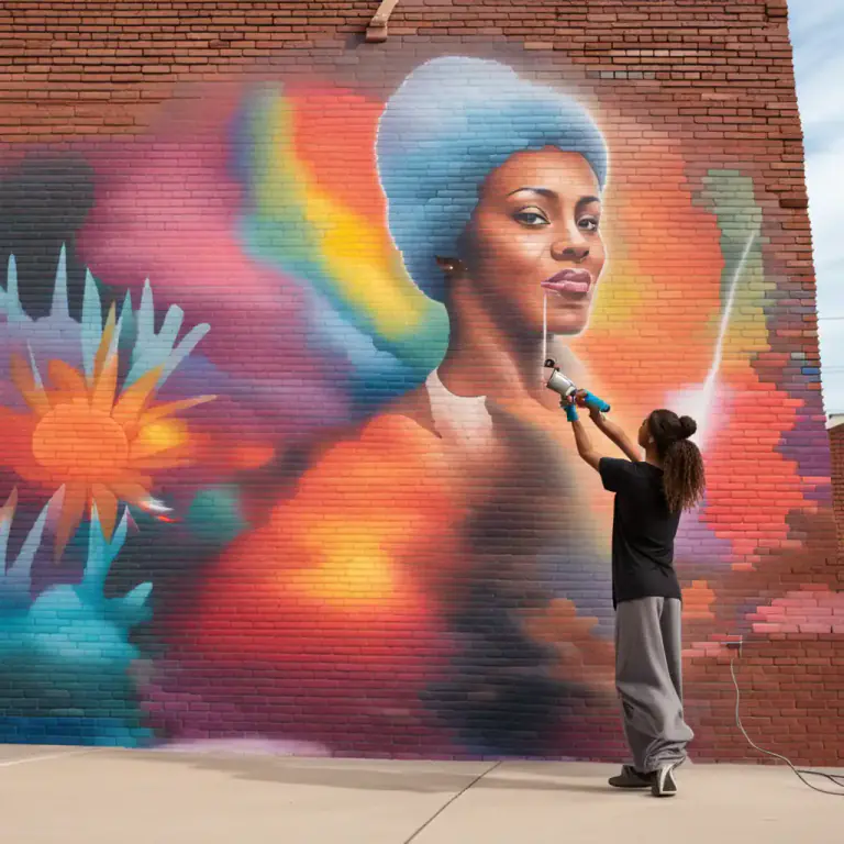 Visual representation of "airbrush" - To use an airbrush to spray paint or other liquids